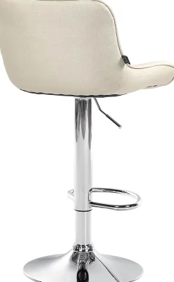 Lot de 2 tabourets de bar Vonore Tissu, réglable en hauteur, pivotant à 360 degrés, avec repose-pieds Crème/Chrome