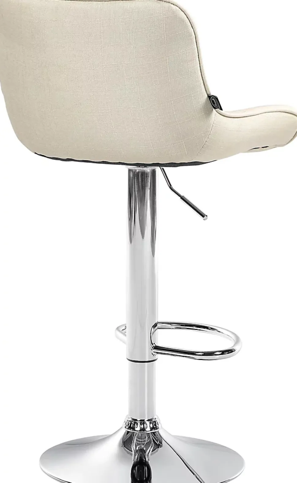 Lot de 2 tabourets de bar Vonore Tissu, réglable en hauteur, pivotant à 360 degrés, avec repose-pieds Crème/Chrome