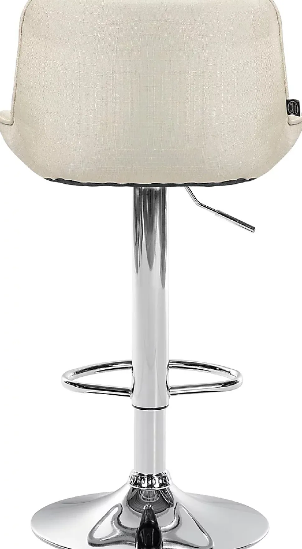 Lot de 2 tabourets de bar Vonore Tissu, réglable en hauteur, pivotant à 360 degrés, avec repose-pieds Crème/Chrome