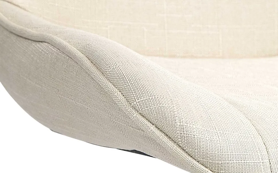 Lot de 2 tabourets de bar Vonore Tissu, réglable en hauteur, pivotant à 360 degrés, avec repose-pieds Crème/Chrome