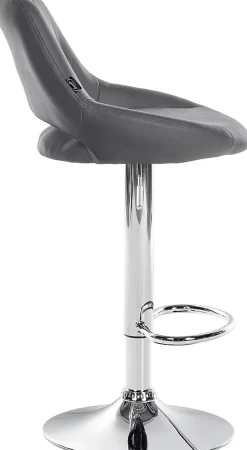 Lot de 2 tabourets de bar Milet similicuir, Chaise de bar pivotante avec repose-pieds et dossier Métalchromé/Gris