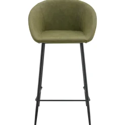 Lot de 2 tabourets de bar en simili vert ACHILLE - HAPPY GARDEN