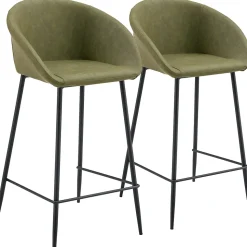 Lot de 2 tabourets de bar en simili vert ACHILLE - HAPPY GARDEN
