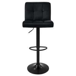Lot de 2 tabourets de bar rembourrées en velours noir chaise réglable en hauteur