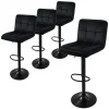 Lot de 4 tabourets de bar rembourrées en velours noir chaise réglable en hauteur
