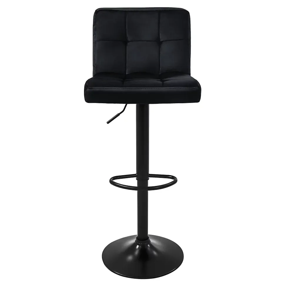 Lot de 4 tabourets de bar rembourrées en velours noir chaise réglable en hauteur
