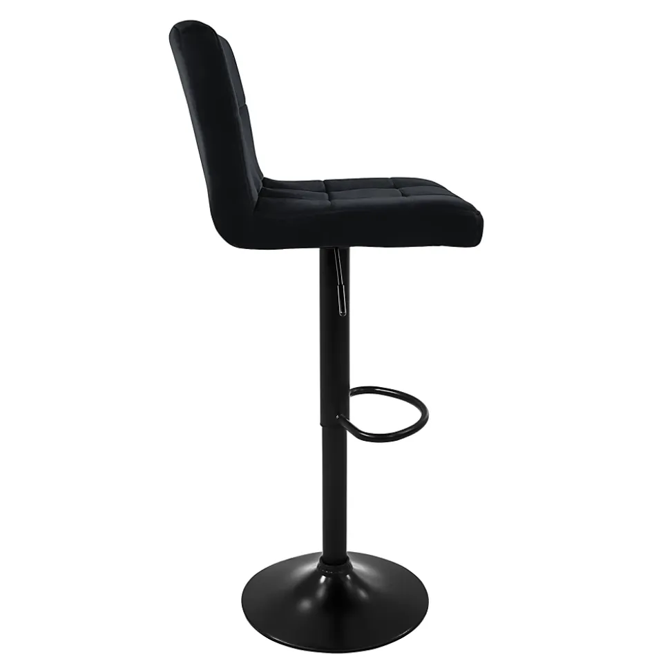Lot de 4 tabourets de bar rembourrées en velours noir chaise réglable en hauteur
