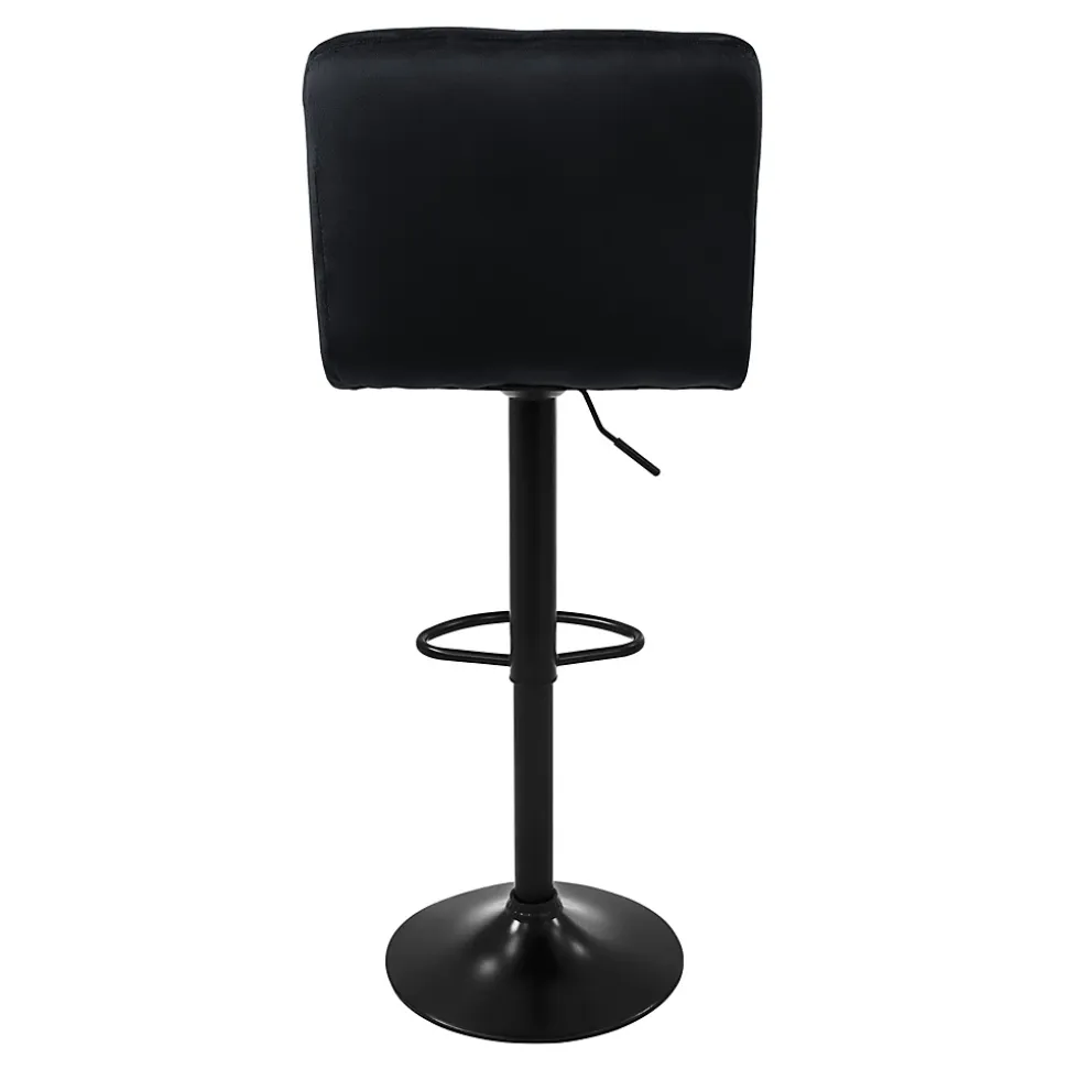 Lot de 4 tabourets de bar rembourrées en velours noir chaise réglable en hauteur