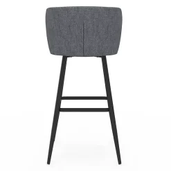 Lot de 4 tabourets de bar OMBLINE assise en tissu gris foncé et pieds en métal noir