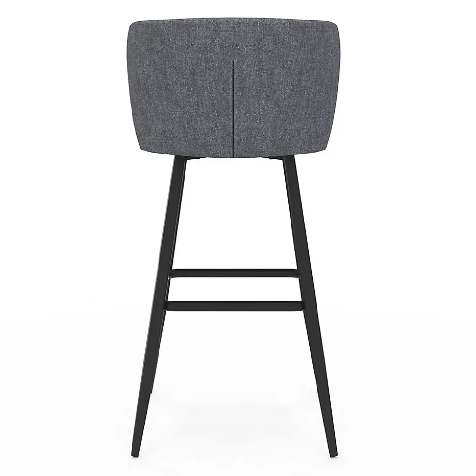 Lot de 4 tabourets de bar OMBLINE assise en tissu gris foncé et pieds en métal noir