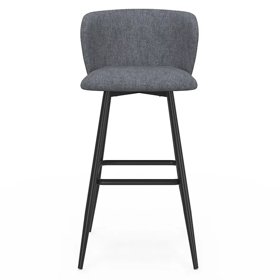 Lot de 4 tabourets de bar OMBLINE assise en tissu gris foncé et pieds en métal noir