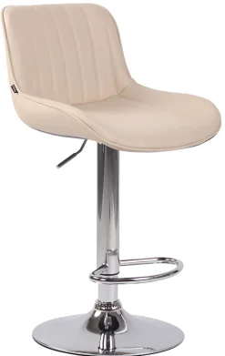 Lot De 2 Tabourets De Bar Lentini Similicuir, Chaise Haute De Bistrot Avec Repose-pieds Hauteur Réglable Pivotant Crème/Chrome