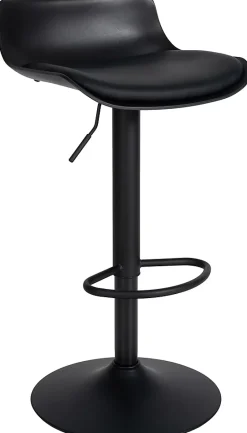 Lot de 2 tabourets de bar Aveiro similicuir, chaises réglables, pied trompette, structure métal, protections sol Noir