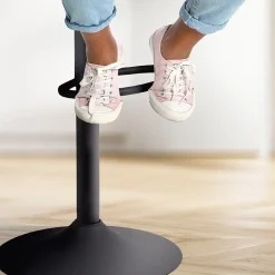 Lot de 2 tabourets de bar Aveiro similicuir, chaises réglables, pied trompette, structure métal, protections sol Noir