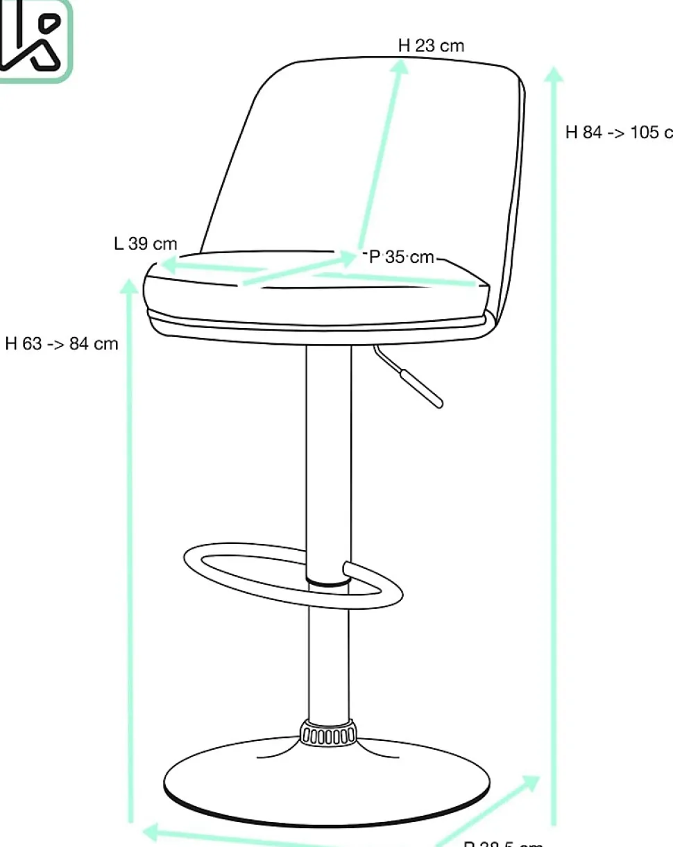 Lot de 2 tabourets de bar, assise ronde, haut dossier, réglable, pivotant rif (noir)
