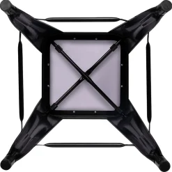 Lot de 4 tabourets de bar LENY métal noir mat assise bois empilable aspect brut factory