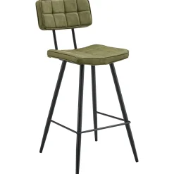 Lot de 2 tabourets de bar en simili vert FERNAND - HAPPY GARDEN
