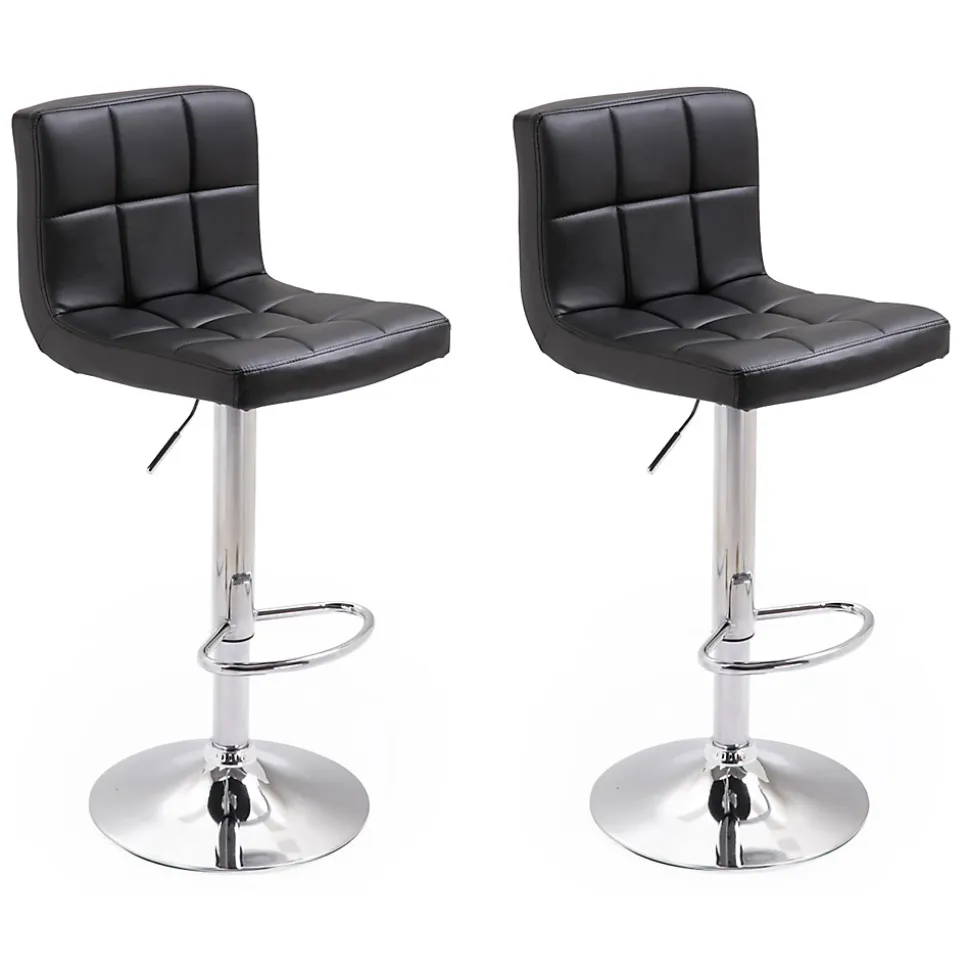 Lot de 2 tabourets de bar noir MIKE - HAPPY GARDEN