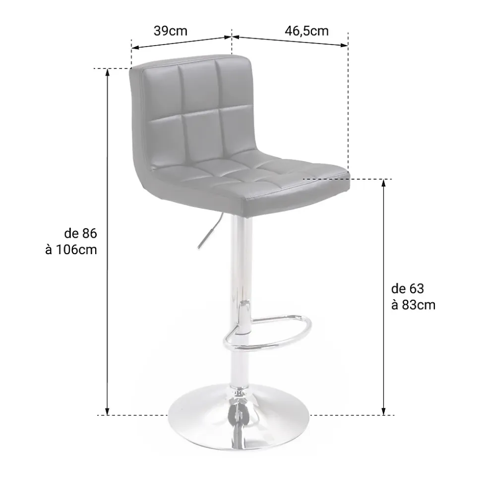 Lot de 2 tabourets de bar noir MIKE - HAPPY GARDEN