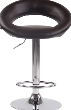 Lot De 2 Tabourets De Bar Olinda En Similicuir, Hauteur Réglable Et Pivotant A 360 , Piètement Trompette Marron/Chrome