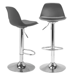 Lot de 2 tabourets de bar KARL design gris