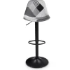 Lot de 4 tabourets de bar KARL design patchworks noirs, gris et blancs pied noir