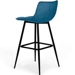 Lot de 4 tabourets de bar MADY en velours bleu