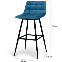 Lot de 4 tabourets de bar MADY en velours bleu