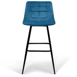 Lot de 4 tabourets de bar MADY en velours bleu