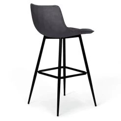 Lot de 4 tabourets de bar MADY en velours gris foncé