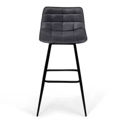 Lot de 4 tabourets de bar MADY en velours gris foncé