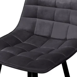 Lot de 4 tabourets de bar MADY en velours gris foncé