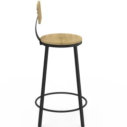 Lot de 4 tabourets de bar DETROIT assise ronde avec dossier design industriel