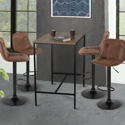 Lot de 4 tabourets de bar DENVER marron vintage
