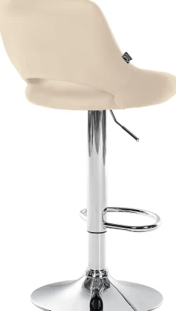 Lot de 2 tabourets de bar Milet similicuir, Chaise de bar pivotante avec repose-pieds et dossier Métalchromé/Crème