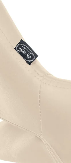 Lot de 2 tabourets de bar Milet similicuir, Chaise de bar pivotante avec repose-pieds et dossier Métalchromé/Crème