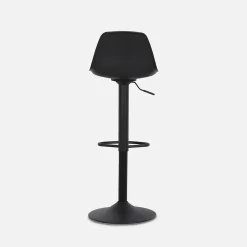 Lot de 2 tabourets de bar réglables 61.5/83.5cm - Noah - simili cuir noir - hauteur réglable. repose-pieds