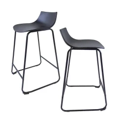 Lot de 2 tabourets de bar en métal et plastique noir 48,5 x 47 x 82 cm