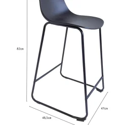 Lot de 2 tabourets de bar en métal et plastique noir 48,5 x 47 x 82 cm