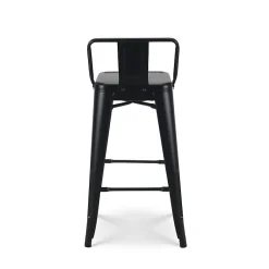 Lot de 4 tabourets de bar en métal noir mat style industriel Avec dossier Hauteur 66cm