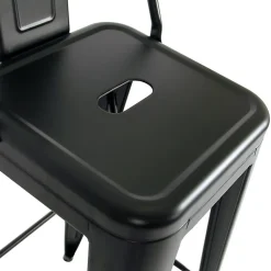 Lot de 4 tabourets de bar en métal noir mat style industriel Avec dossier Hauteur 66cm