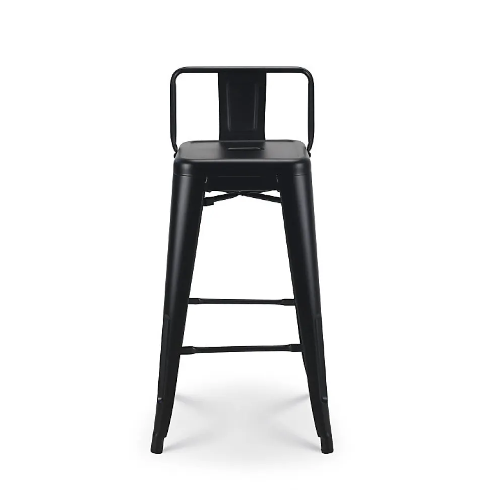 Lot de 4 tabourets de bar en métal noir mat style industriel Avec dossier Hauteur 66cm