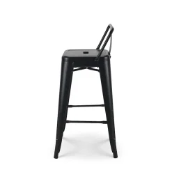 Lot de 4 tabourets de bar en métal noir mat style industriel Avec dossier Hauteur 66cm