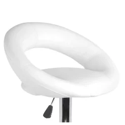 Lot de 2 tabourets de bar réglables en hauteur 77-97 cm Assise simili cuir PU blanc, pied en métal gris, diamètre 40 cm