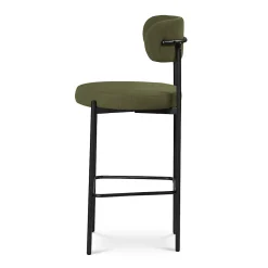 Lot de 2 tabourets de bar modernes IRIS velours côtelé kaki hauteur hauteur 75cm