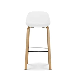 Lot de 4 tabourets de bar blancs style scandinave avec pieds effet bois en métal Hauteur 76cm