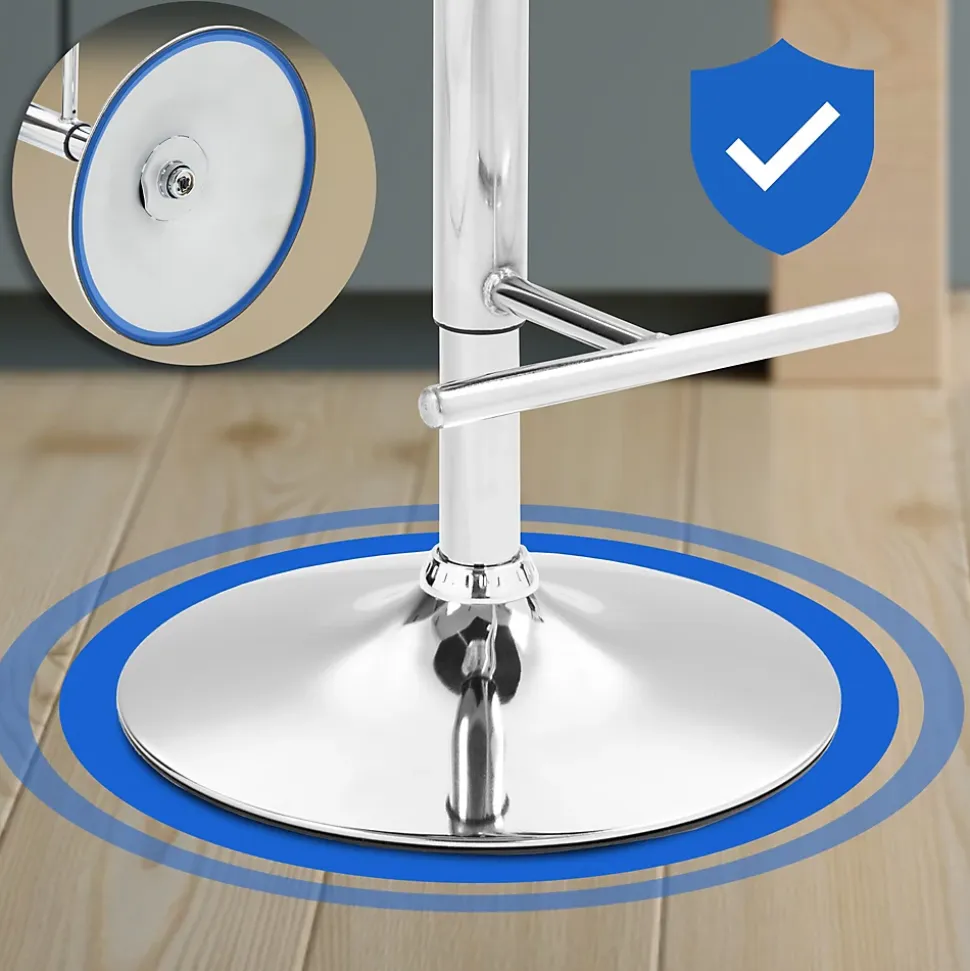 Lot de 2 tabourets de bar Damar similicuir, chaise réglable, pivotante, avec repose-pieds, dossier Blanc/Chrome