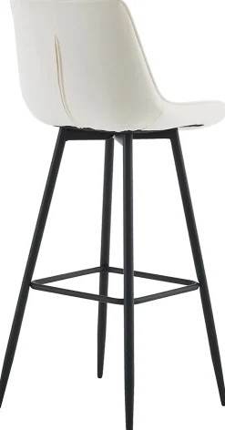 Lot de 2 tabourets de bar Dartford, Chaise de bar rembourrée, Structure métallique Crème/Velours