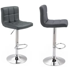 Lot de 2 tabourets de bar gris MIKE - HAPPY GARDEN