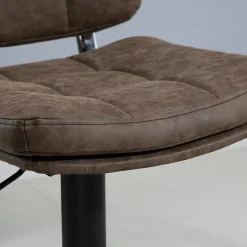 Lot de 2 tabourets de bar Vintage capitonné - pivotant, réglable - repose-pied - revêtement synthétique marron effet vieilli